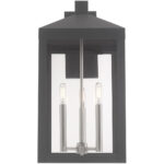 10.5 inch 3 Light Scandinavian Gray Outdoor Wall Lantern with Clear Glass Shade-Lighting LumensLantern