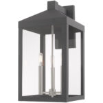 10.5 inch 3 Light Scandinavian Gray Outdoor Wall Lantern with Clear Glass Shade-Lighting LumensLantern