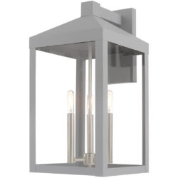 10.5 inch 3 Light Nordic Gray Outdoor Wall Lantern with Clear Glass Shade-Lighting LumensLantern