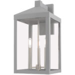 10.5 inch 3 Light Nordic Gray Outdoor Wall Lantern with Clear Glass Shade-Lighting LumensLantern