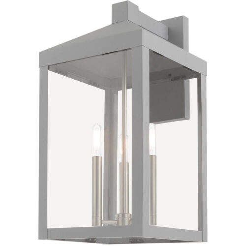 10.5 inch 3 Light Nordic Gray Outdoor Wall Lantern with Clear Glass Shade-Lighting LumensLantern