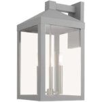 10.5 inch 3 Light Nordic Gray Outdoor Wall Lantern with Clear Glass Shade-Lighting LumensLantern