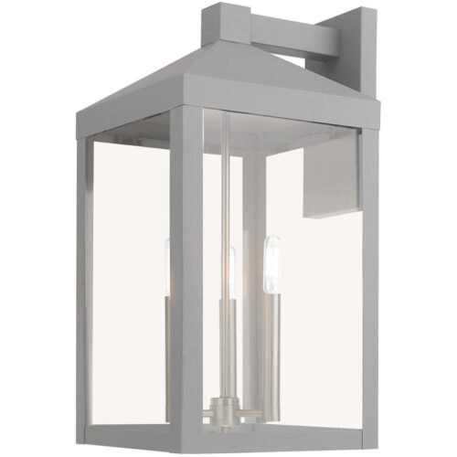 10.5 inch 3 Light Nordic Gray Outdoor Wall Lantern with Clear Glass Shade-Lighting LumensLantern