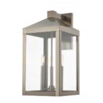 10.5 inch 3 Light Brushed Nickel Outdoor Wall Lantern with Clear Glass Shade-Lighting LumensLantern