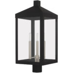 10.5 inch 3 Light Black Outdoor Post Top Lantern with Clear Glass Shade-Lighting LumensLantern