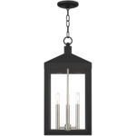 10.5 inch 3 Light Black Outdoor Pendant Lantern with Clear Glass Shade-Lighting LumensLantern