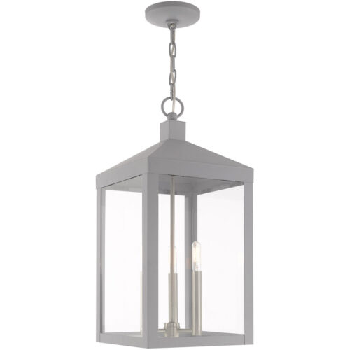 10.5 inch 3 Light Nordic Gray Outdoor Pendant Lantern with Clear Glass Shade-Lighting LumensLantern