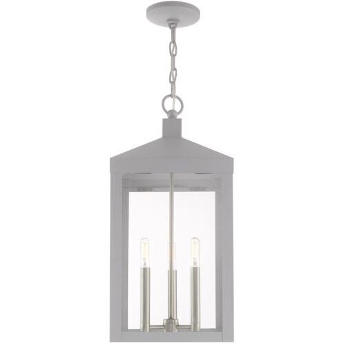 10.5 inch 3 Light Nordic Gray Outdoor Pendant Lantern with Clear Glass Shade-Lighting LumensLantern