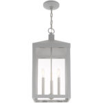 10.5 inch 3 Light Nordic Gray Outdoor Pendant Lantern with Clear Glass Shade-Lighting LumensLantern