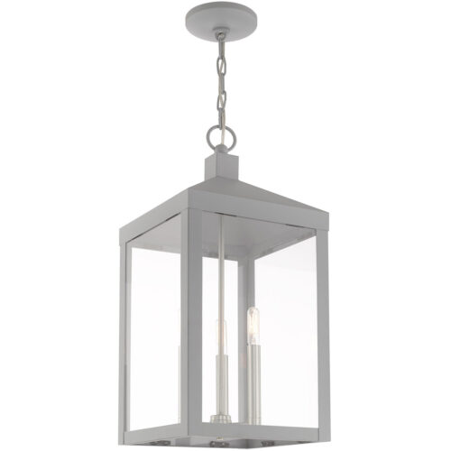 10.5 inch 3 Light Nordic Gray Outdoor Pendant Lantern with Clear Glass Shade-Lighting LumensLantern