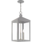 10.5 inch 3 Light Nordic Gray Outdoor Pendant Lantern with Clear Glass Shade-Lighting LumensLantern