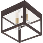 8 inch 2 Light Bronze Outdoor Ceiling Light fixture with Clear Glass Shade-Lighting LumensFlush Mount Ceiling Lights