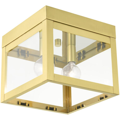 20588-12 2 Light Satin Brass Flush Mount-Lighting LumensBath/Flush Mounts