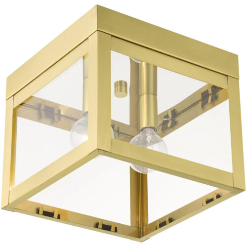 20588-12 2 Light Satin Brass Flush Mount-Lighting LumensBath/Flush Mounts