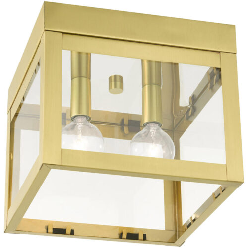 20588-12 2 Light Satin Brass Flush Mount-Lighting LumensBath/Flush Mounts