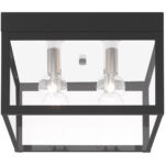 10.5 inch 4 Light Black Outdoor Ceiling Light fixture with Clear Glass Shade-Lighting LumensFlush Mount Ceiling Lights