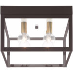 10.5 inch 4 Light Bronze Outdoor Ceiling Light fixture with Clear Glass Shade-Lighting LumensFlush Mount Ceiling Lights