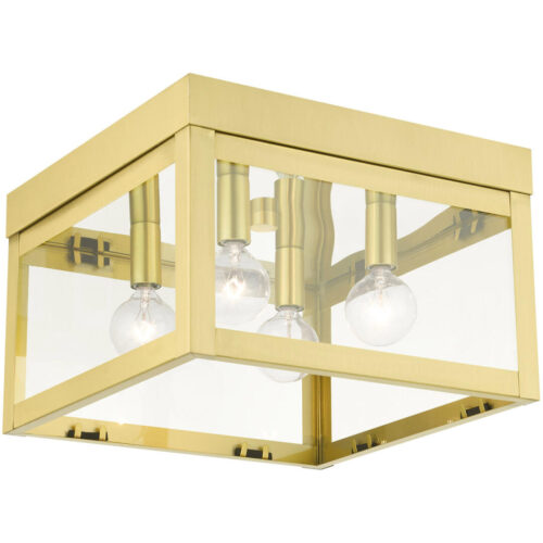 20589-12 4 Light Satin Brass Flush Mount-Lighting LumensBath/Flush Mounts