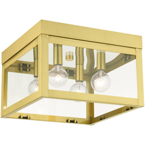 20589-12 4 Light Satin Brass Flush Mount-Lighting LumensBath/Flush Mounts