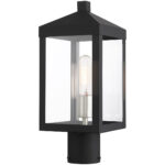 6.25 Sq. inch 1 Light Black Outdoor Post Top Lantern with Clear Glass Shade-Lighting LumensLantern