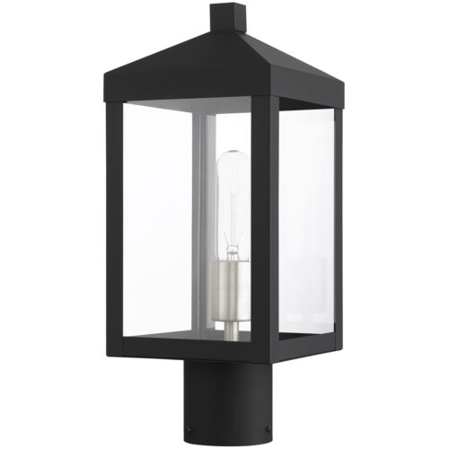 6.25 Sq. inch 1 Light Black Outdoor Post Top Lantern with Clear Glass Shade-Lighting LumensLantern