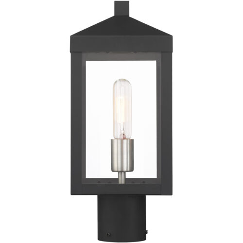 6.25 Sq. inch 1 Light Black Outdoor Post Top Lantern with Clear Glass Shade-Lighting LumensLantern