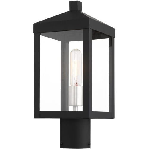 6.25 Sq. inch 1 Light Black Outdoor Post Top Lantern with Clear Glass Shade-Lighting LumensLantern