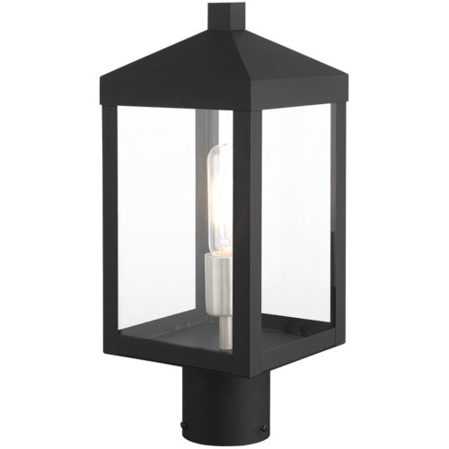 6.25 Sq. inch 1 Light Black Outdoor Post Top Lantern with Clear Glass Shade-Lighting LumensLantern