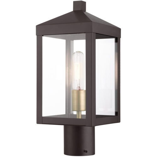 6.25 Sq. inch 1 Light Bronze Outdoor Post Top Lantern with Clear Glass Shade-Lighting LumensLantern