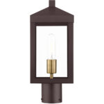 6.25 Sq. inch 1 Light Bronze Outdoor Post Top Lantern with Clear Glass Shade-Lighting LumensLantern