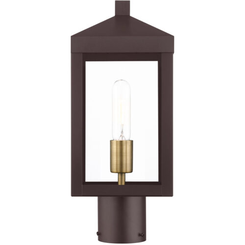 6.25 Sq. inch 1 Light Bronze Outdoor Post Top Lantern with Clear Glass Shade-Lighting LumensLantern