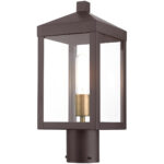 6.25 Sq. inch 1 Light Bronze Outdoor Post Top Lantern with Clear Glass Shade-Lighting LumensLantern