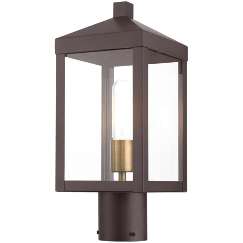 6.25 Sq. inch 1 Light Bronze Outdoor Post Top Lantern with Clear Glass Shade-Lighting LumensLantern