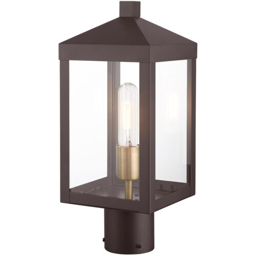 6.25 Sq. inch 1 Light Bronze Outdoor Post Top Lantern with Clear Glass Shade-Lighting LumensLantern