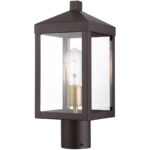 6.25 Sq. inch 1 Light Bronze Outdoor Post Top Lantern with Clear Glass Shade-Lighting LumensLantern