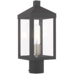 6.25 inch 1 Light Scandinavian Gray Outdoor Post Top Lantern with Clear Glass Shade-Lighting LumensLantern