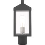 6.25 inch 1 Light Scandinavian Gray Outdoor Post Top Lantern with Clear Glass Shade-Lighting LumensLantern