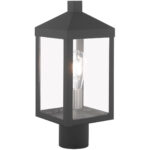 6.25 inch 1 Light Scandinavian Gray Outdoor Post Top Lantern with Clear Glass Shade-Lighting LumensLantern