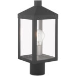 6.25 inch 1 Light Scandinavian Gray Outdoor Post Top Lantern with Clear Glass Shade-Lighting LumensLantern