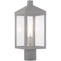 6.25 inch 1 Light Nordic Gray Outdoor Post Top Lantern with Clear Glass Shade-Lighting LumensLantern