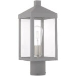 6.25 inch 1 Light Nordic Gray Outdoor Post Top Lantern with Clear Glass Shade-Lighting LumensLantern