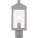 6.25 inch 1 Light Nordic Gray Outdoor Post Top Lantern with Clear Glass Shade-Lighting LumensLantern