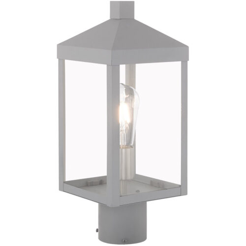 6.25 inch 1 Light Nordic Gray Outdoor Post Top Lantern with Clear Glass Shade-Lighting LumensLantern