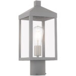 6.25 inch 1 Light Nordic Gray Outdoor Post Top Lantern with Clear Glass Shade-Lighting LumensLantern