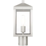 6.25 Sq. inch 1 Light Brushed Nickel Outdoor Post Top Lantern with Clear Glass Shade-Lighting LumensLantern