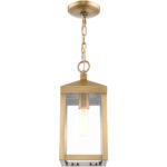 6.25 Sq. inch 1 Light Antique Brass Outdoor Pendant Lantern with Clear Glass Shade-Lighting LumensLantern