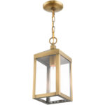 6.25 Sq. inch 1 Light Antique Brass Outdoor Pendant Lantern with Clear Glass Shade-Lighting LumensLantern