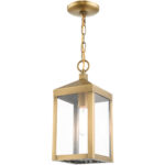 6.25 Sq. inch 1 Light Antique Brass Outdoor Pendant Lantern with Clear Glass Shade-Lighting LumensLantern