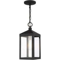 6.25 Sq. inch 1 Light Black Outdoor Pendant Lantern with Clear Glass Shade-Lighting LumensLantern