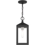 6.25 Sq. inch 1 Light Black Outdoor Pendant Lantern with Clear Glass Shade-Lighting LumensLantern